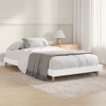 Chic White Single Size Bed Frame Engineered Wood with Sturdy Plywood Slats