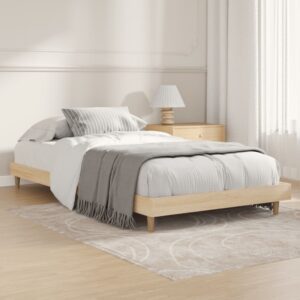 Single Size Sonoma Oak Bed Frame Engineered Wood with Sturdy Wooden Legs