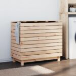 Rustic Solid Pine Wood Laundry Basket Large Storage Space with Lid Home Organizer