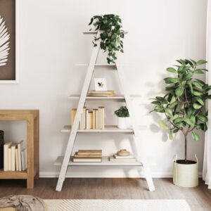 Solid Pine Wood A-Shape Multipurpose Storage Display Shelf Unit White