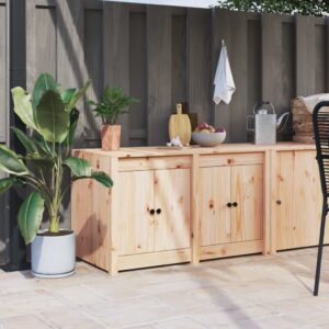 Outdoor Kitchen Cabinet Solid Pine Wood Ample Storage Modular Design Rustic Look