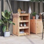 Solid Pine Wood Outdoor Kitchen Cabinet Rustic Storage Ample Space Modular Design