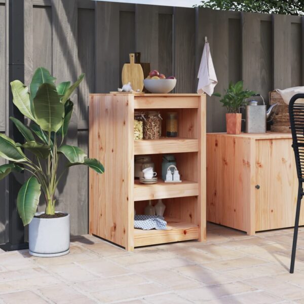 Solid Pine Wood Outdoor Kitchen Cabinet Rustic Storage Ample Space Modular Design