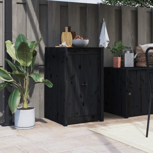 Outdoor Kitchen Solid Pine Wood Doors Black Rustic  with Metal Knobs Easy Install