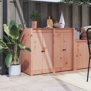 Solid Douglas Wood Outdoor Kitchen Cabinet Doors Set with Metal Knobs