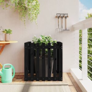 Solid Pine Wood Garden Planter Black Fence Design Outdoor Flower Plant Pot Decor