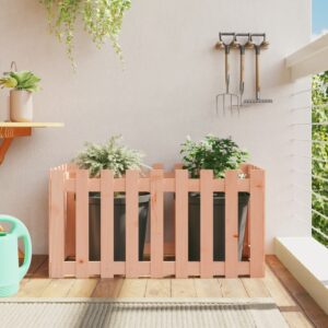 Solid Douglas Wood Garden Raised Bed with Fence Design Outdoor Planter Box