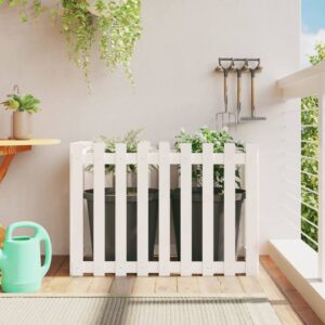 White Solid Pine Wood Raised Garden Bed Planter with Fence Design Outdoor Decor