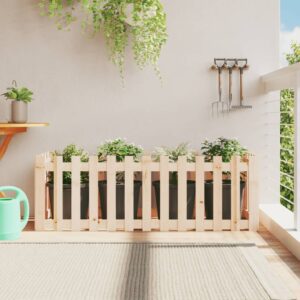 Solid Pine Wood Garden Raised Bed with Fence Design for Flowers and Plants