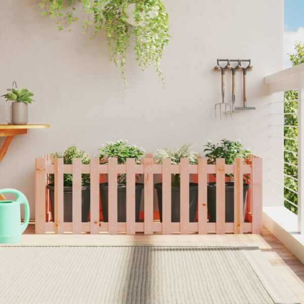 Solid Douglas Wood Garden Raised Bed with Fence Design Outdoor Planter Box