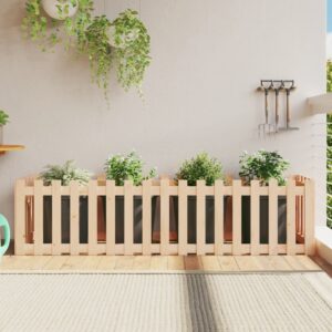 Solid Pine Wood Garden Raised Bed with Fence Design for Flowers and Plants