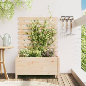 Solid Pine Wood Garden Planter with Utility Rack for Climbing Plants Outdoor