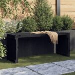 Extendable Solid Pine Wood Garden Bench Outdoor Patio Furniture Black Finish