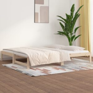 Pull-out Day Bed 2x(92x187) cm Single Size Solid Wood Pine