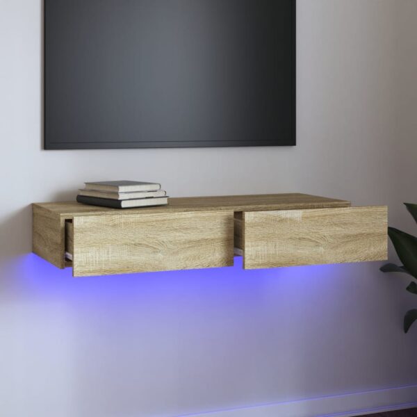 Chic Sonoma Oak TV Stand Cabinet with LED Lighting and Ample Storage Space