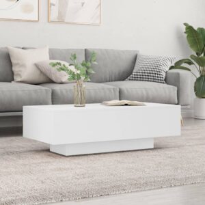 Elegant White Coffee Table Modern Minimalist Engineered Wood Spacious Top Surface