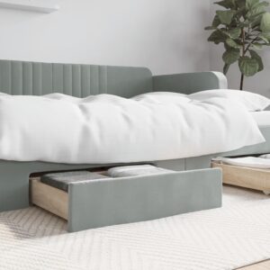 Light Grey Velvet Under Bed Storage Drawers Set of Two - Engineered Wood