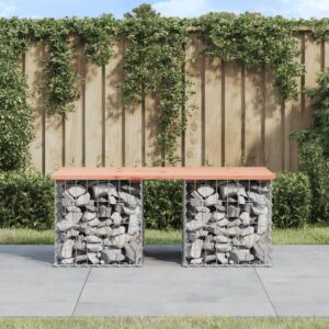 Solid Wood Douglas Outdoor Garden Bench Gabion Basket Design Durable Patio Seat