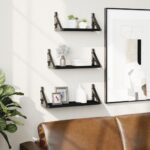 Chic Black Floating Wall Shelf Set - Engineered Wood Storage Display Organizer