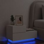 Bedside Cabinet with LED Lights White 70x36x40.5 cm