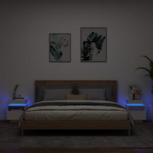 Bedside Cabinets with LED Lights 2 pcs White 40x39x48.5 cm