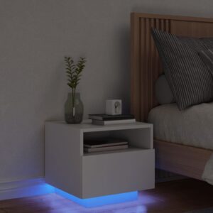 Bedside Cabinet with LED Lights White 40x39x37 cm