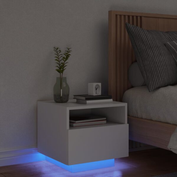 Bedside Cabinet with LED Lights White 40x39x37 cm