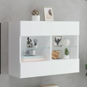 TV Wall Cabinet with LED Lights White 78.5x30x60.5 cm