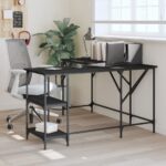 L-Shaped Corner Computer Desk Engineered Wood Home Office Study Table Black