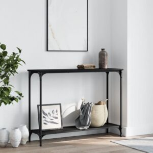 Elegant Black Console Table Chic Engineered Wood Metal Frame Entryway Storage