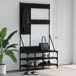 Stylish Black Clothes Rack with Shoe Shelf - Space Saving Coat Stand Organizer