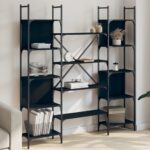 Bookshelf Black 155.5x24x166.5 cm Engineered Wood