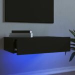 TV Cabinet with LED Lights Black 60x35x15.5 cm