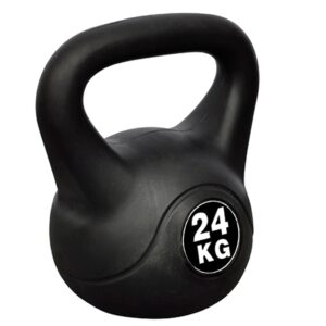 Vinyl Kettlebell Heavy Duty Home Gym Fitness Workout Equipment 24KG Black