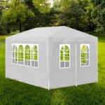 Outdoor Garden Canopy Gazebo White UV Water Resistant with Side Panels Zip Door