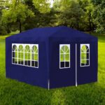 Outdoor Garden Canopy Gazebo Blue UV Water Resistant with Side Panels and Zip Door