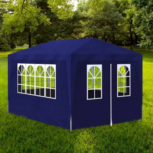 Outdoor Garden Canopy Gazebo Blue UV Water Resistant with Side Panels and Zip Door