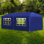 Outdoor Garden Canopy Gazebo Blue UV Water Resistant with Side Panels