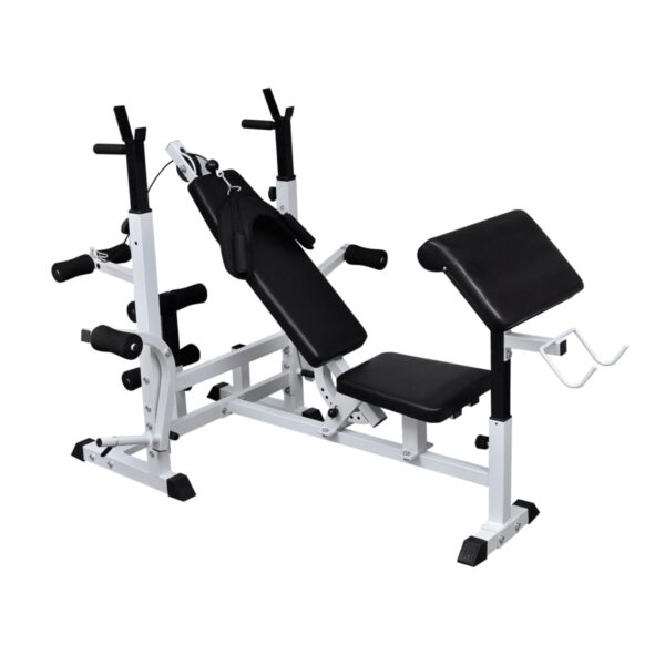 Adjustable Home Gym Fitness Weight Bench Press Leg Curl Workout Exercise Station