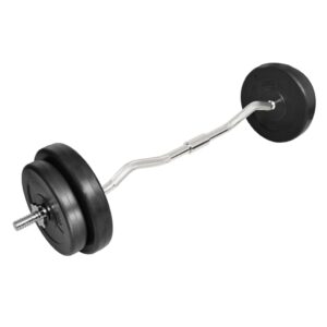 Chrome Curl Bar Set with Weights Home Gym Training Equipment Adjustable Grip