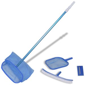 Complete Pool Cleaning Kit with Telescopic Pole  Brush  Dual Leaf Skimmers