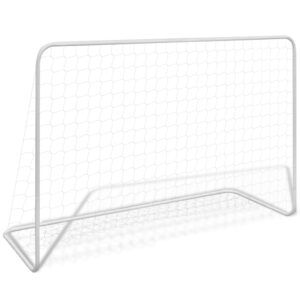 Outdoor Soccer Goal Post with Weatherproof Polyester Net for All Ages - White