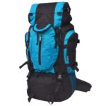 Extra Large Hiking Camping Backpack Water Repellent Padded Straps Blue Black