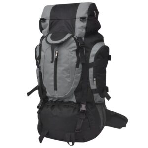 Extra Large Hiking Camping Backpack Water Repellent Padded Straps Black Grey