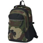 Durable Water Repellent Large Capacity School Backpack Black Camo