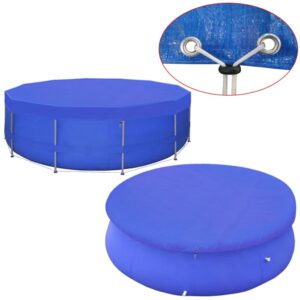 Round Above Ground Pool Cover PE Waterproof Tear-Resistant with Drain Holes