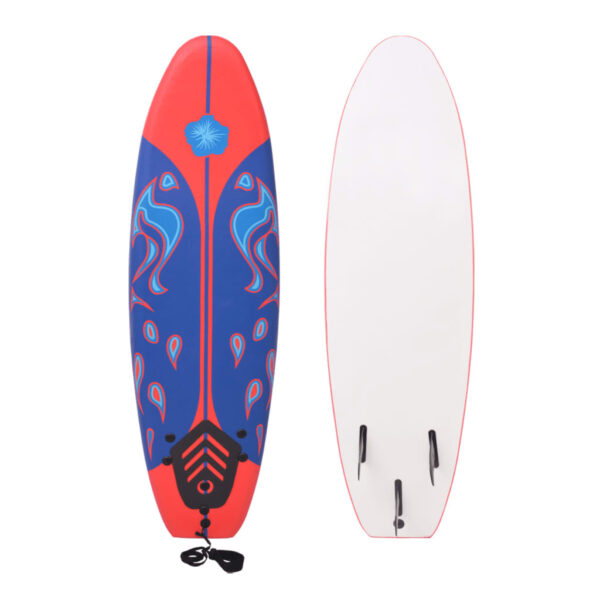 Surfboard for Beginners Adults Children Blue Red Soft Top Foam Core with Leash Fins