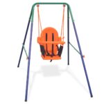 Outdoor Toddler Swing Set with Ergonomic Safety Harness Seat Weather Resistant