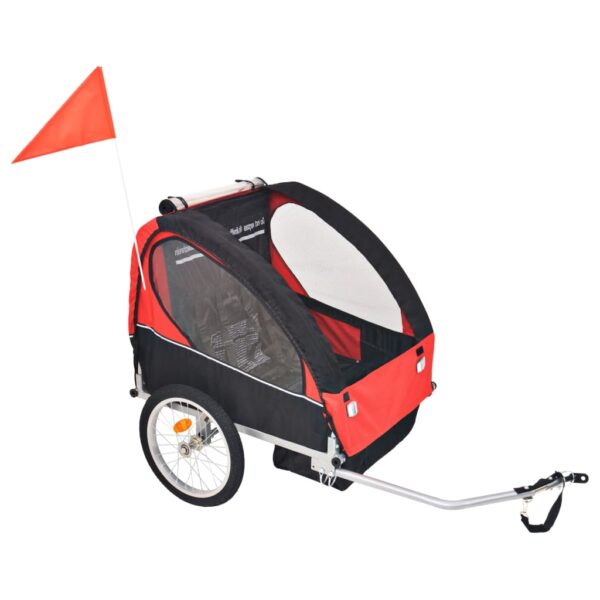 Kids Bike Trailer Child Bicycle Carrier Safety Harness All-Weather Foldable Red Black