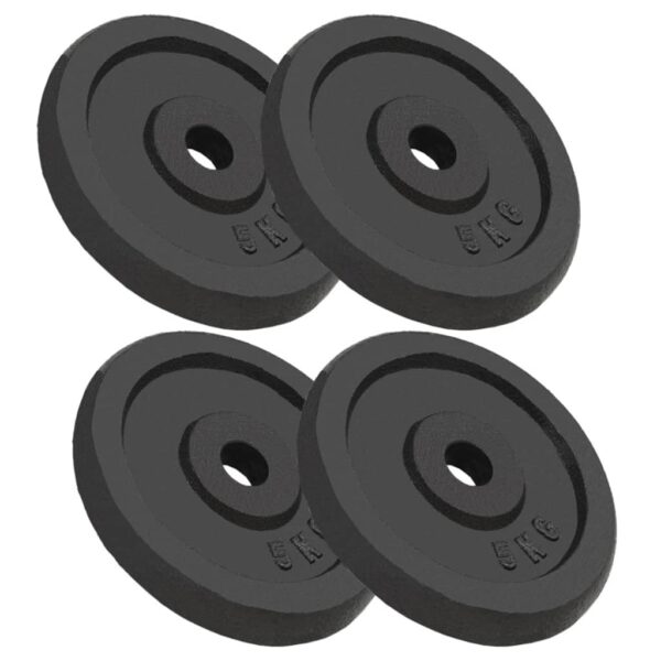 Cast Iron Weight Plates Set Home Gym Fitness Training Equipment Black 20kg Total